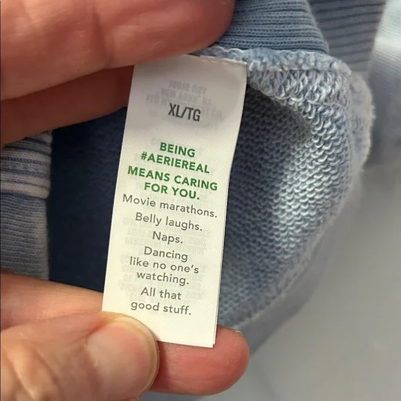 Aerie Seams Right Top Women’s XL Blue Ribbed Puffed Short Sleeve Cropped - Picture 3 of 11